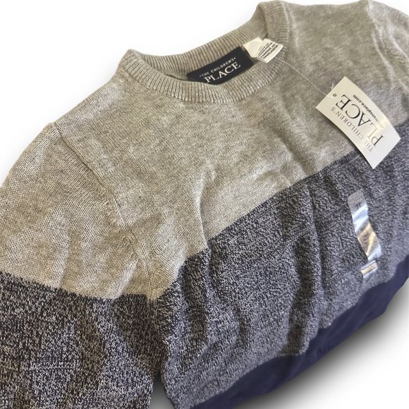 The Children's Place boy dark blue and grey long sleeve sweater - Picture 3 of 4